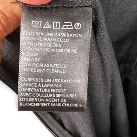 Urban Outfitters UO Straight-Neck Linen Button-Down Jumpsuit Black 0 ~ NWT - Picture 12 of 12